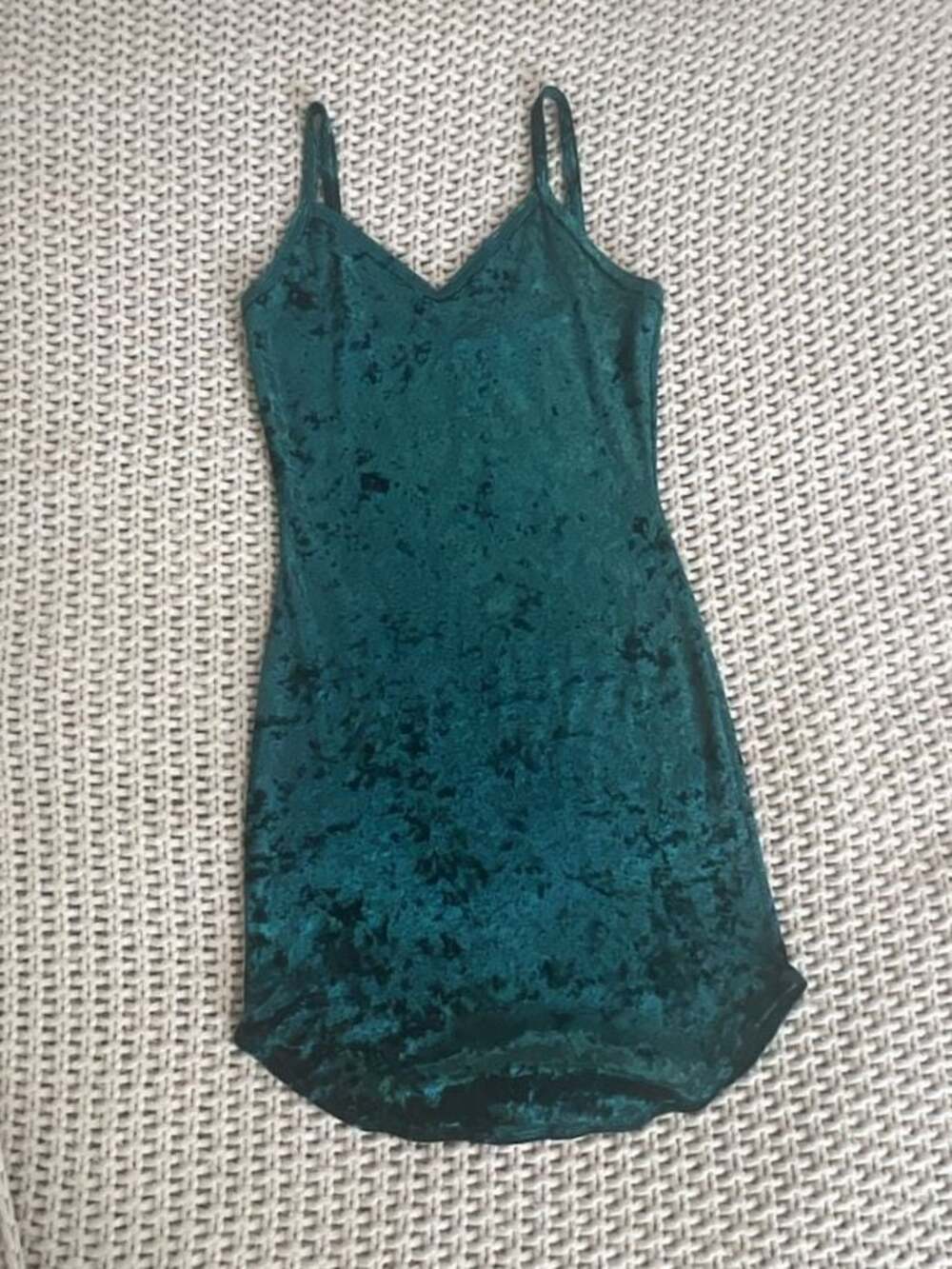 Mary Many V-Neck Crushed Velvet Mini Cami Dress